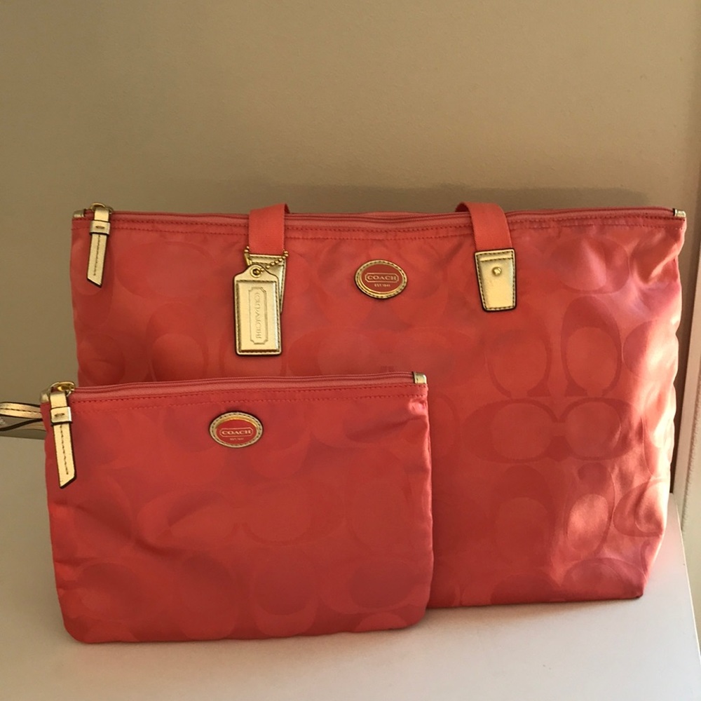 Coach soft sided Tangerine Tote
